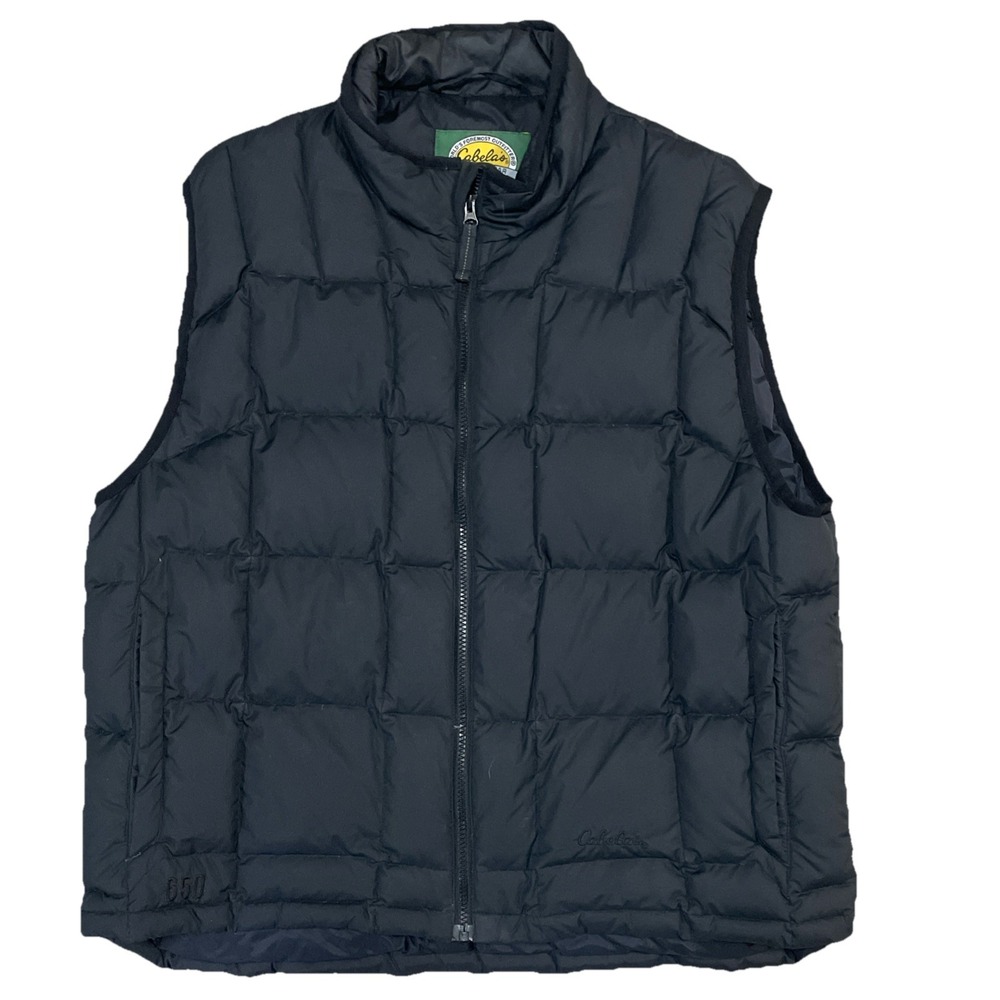 Cabelas Puffer Vest Mens L Reg Black 650 Fill Premier Northern Goose Down‎